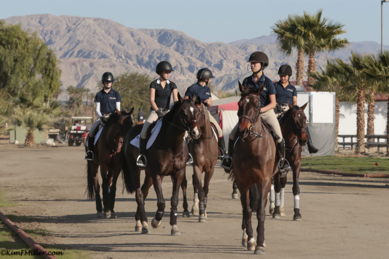 Alexa Leong leads the 1.30.1.35M group to their session at the HITS Desert Horse Park