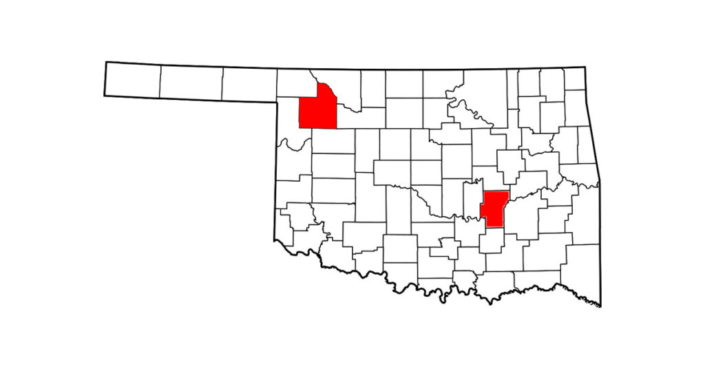 Two West Nile virus (WNV) cases have been confirmed in Oklahoma, located in Woodward and Hughes counties.