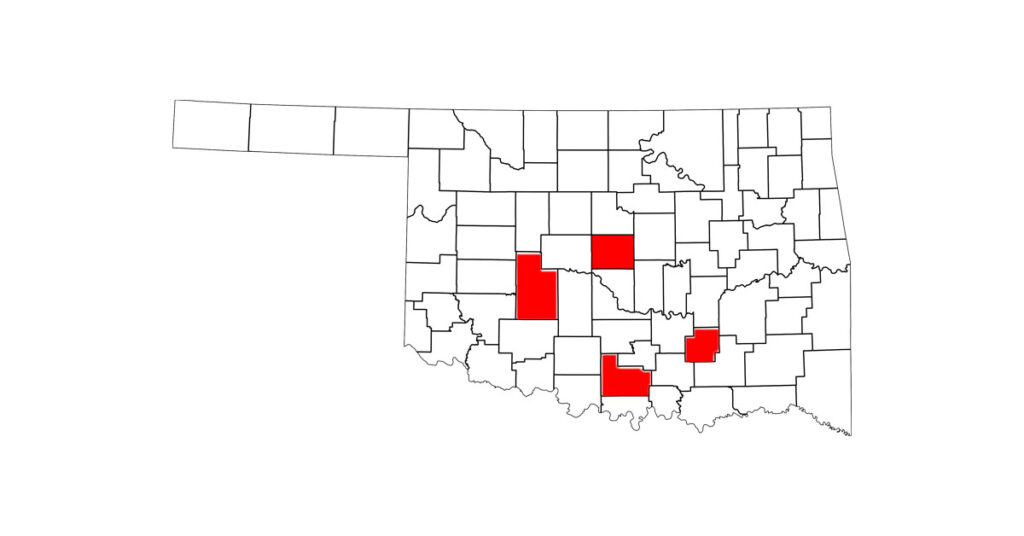 Four horses in Oklahoma, located in Oklahoma, Carter, Caddo and Coal counties, are positive for West Nile virus (WNV).