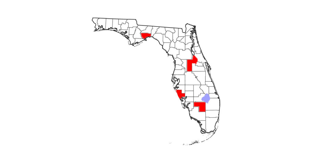 Strangles cases have been confirmed in horses located in Sarasota, Hendry, Wakulla, and Lake counties, Florida.