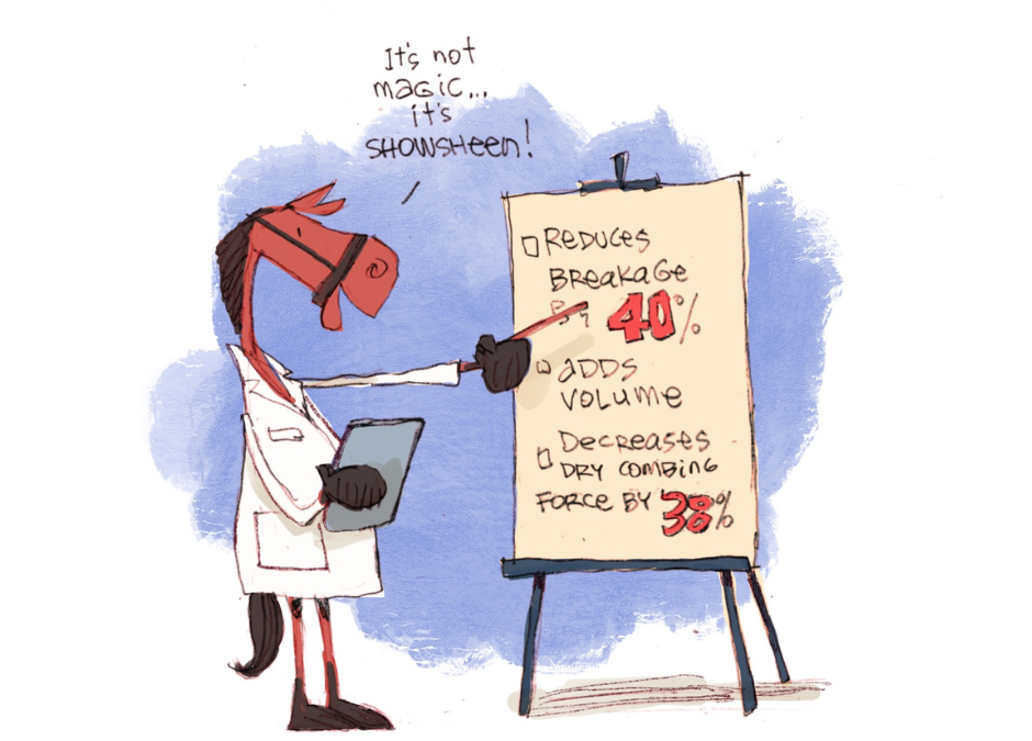 Cartoon horse wearing a lab coat
