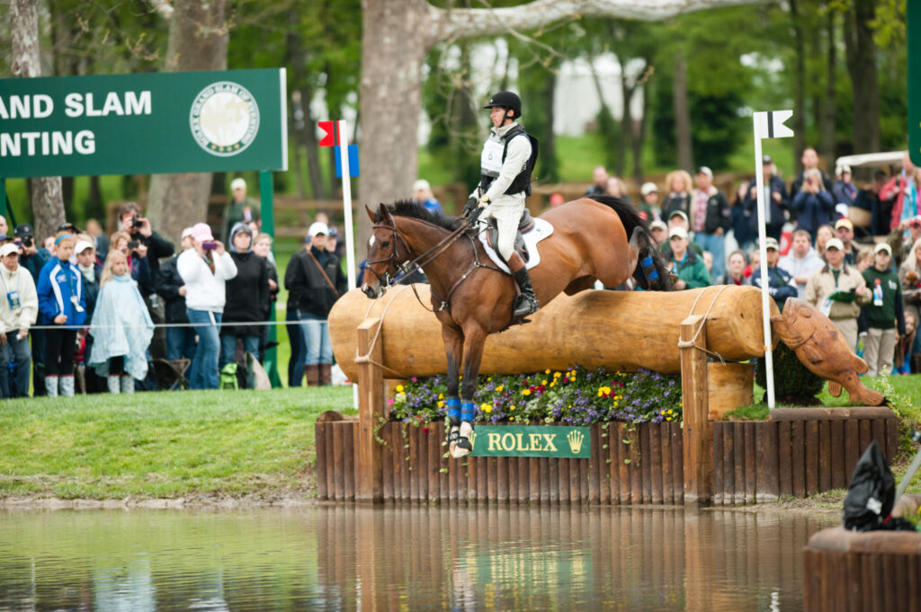 James Alliston and Parker drop into the Head of the Lake at the 2013 Rolex Kentucky Three-Day Event.